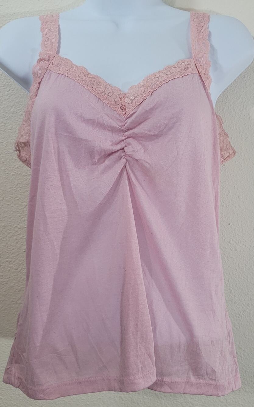 JKLA California Pink Mauve Lace Trim Tank Top Medium Sleeveless Lightweight Soft